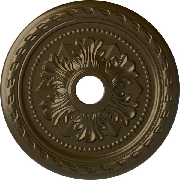 Ekena Millwork Palmetto Ceiling Medallion (Fits Canopies up to 3 5/8"), 23 5/8"OD x 3 5/8"ID x 1 5/8"P, Brass CM23PMBRS - main